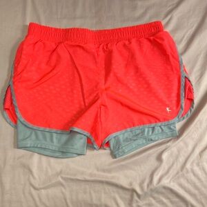 Danskin Now Women's Athletic Shorts - Coral and Light Blue